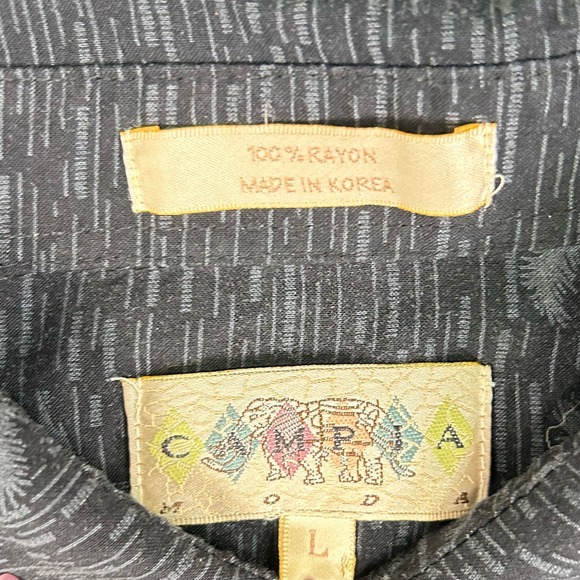 Campia Moda Men's Hawaiian Shirt VTG Palm Tree 100% Rayon Camp Large Resortwear - Picture 3 of 8